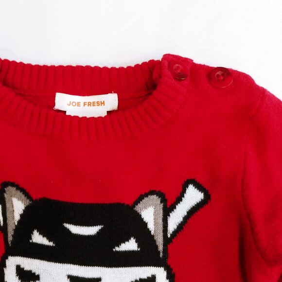 Joe Fresh Red Hockey Stripe Knitted Jumpsuit 6-12 Months - Picture 6 of 9